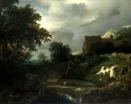Jacob van Ruisdael - A Bleaching Ground in a Hollow by a Cottage